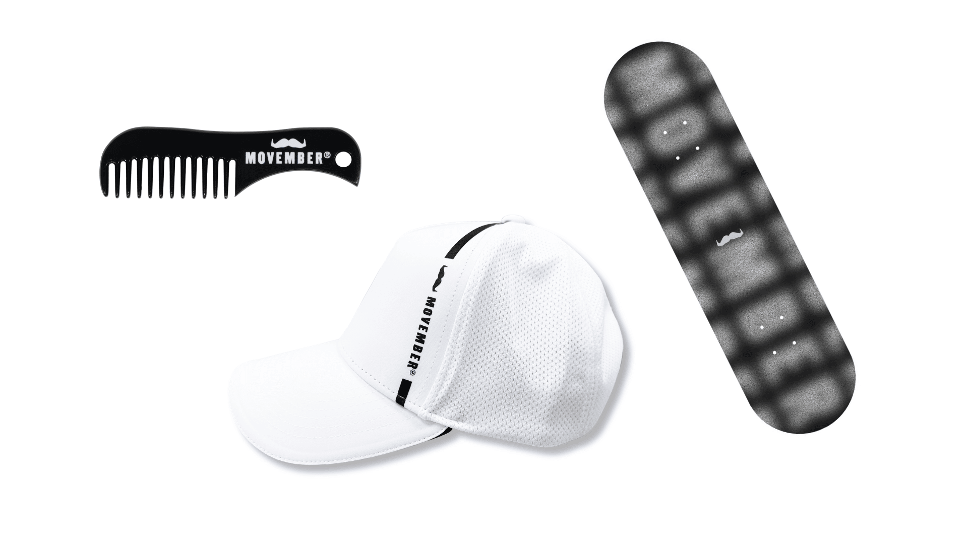 Photo showing a range of Movember New Zealand Platinum Club merchandise.