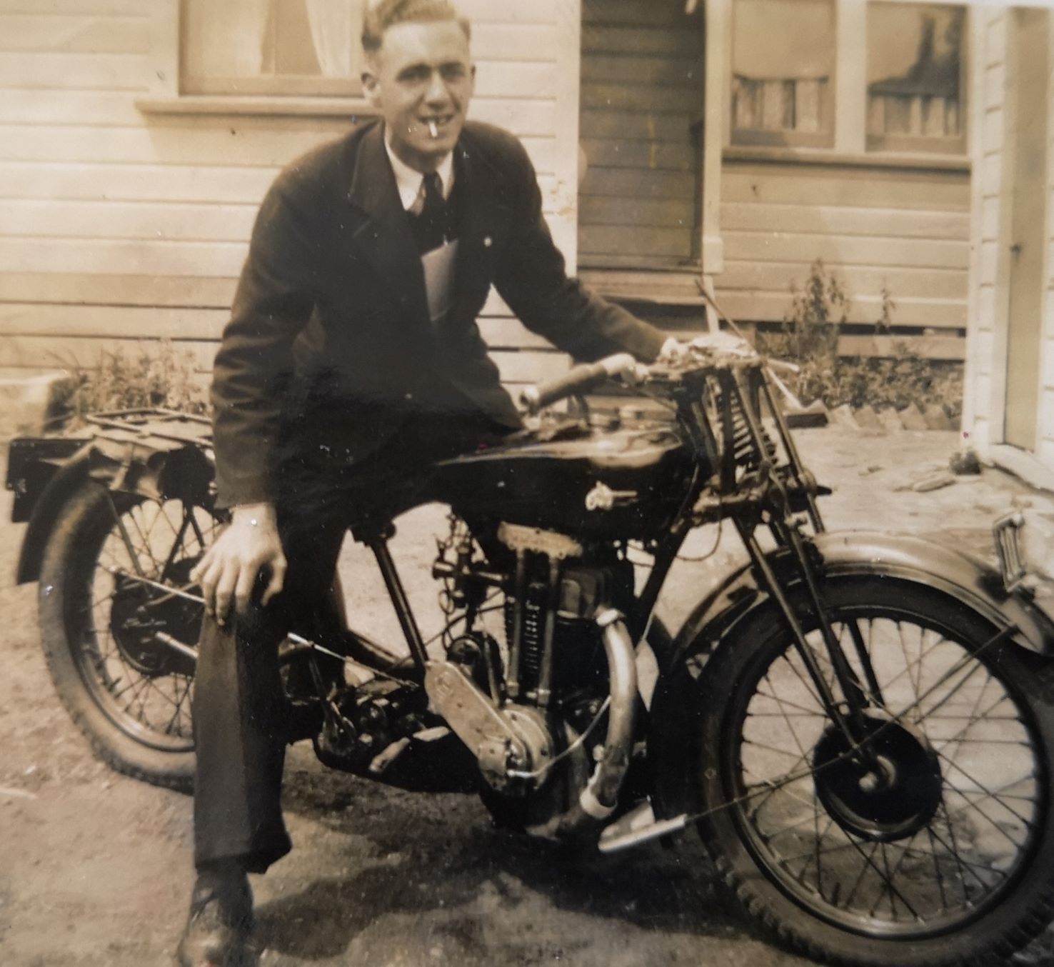 Ross Stone's Grandfather, Wynn Whitehead with his motorbike