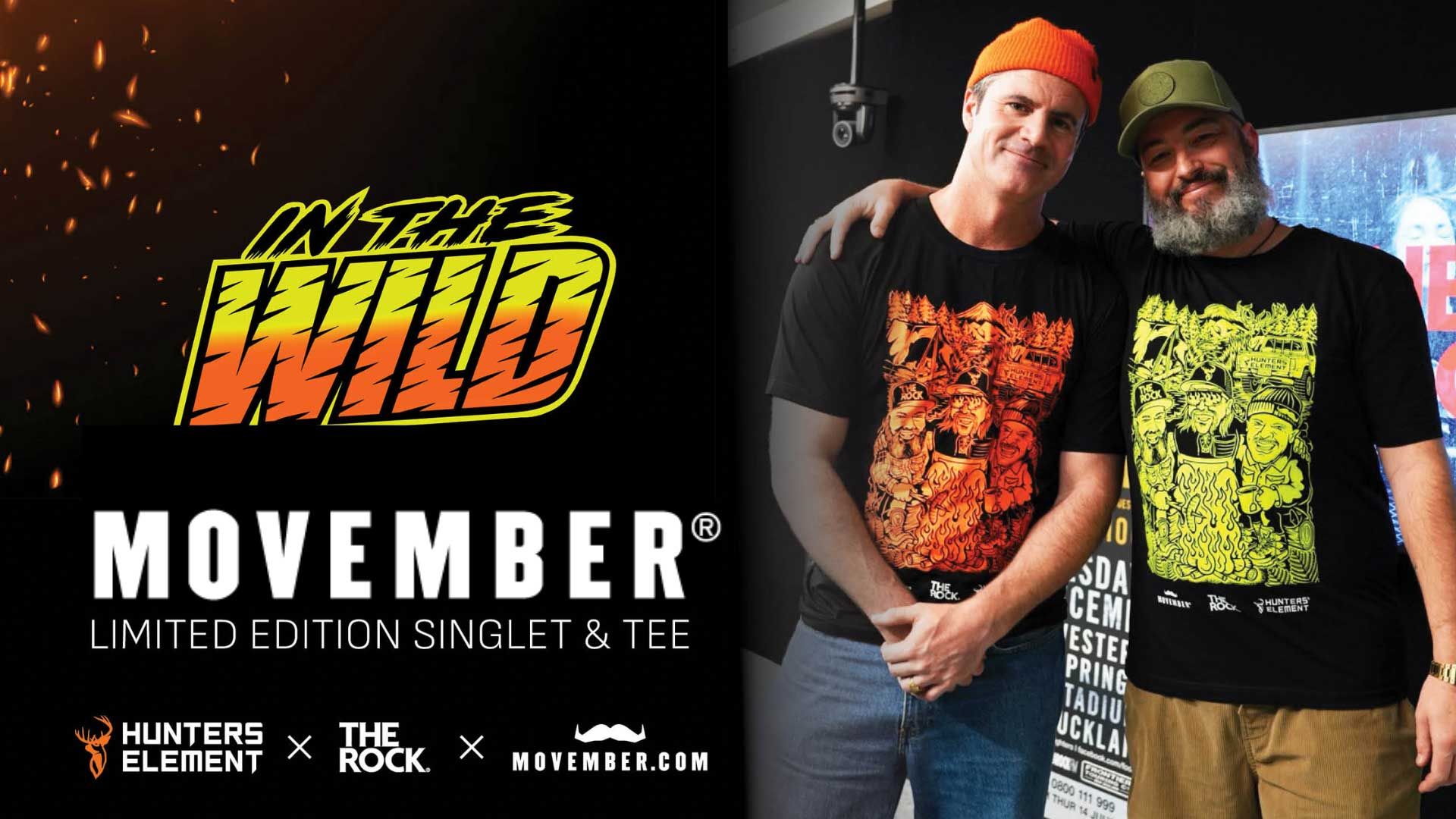 Promotional photo of Hunters Element x The Rock Drive 'In the Wild' tee.